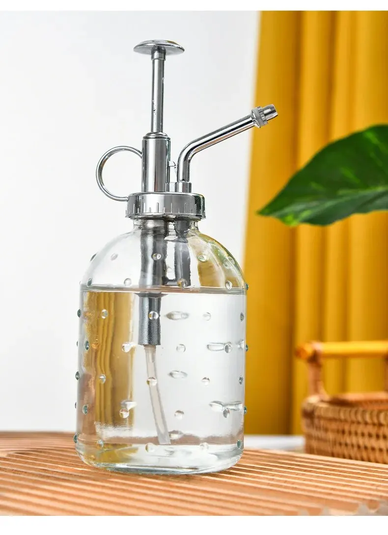 350ml Plant Flower Glass Garden Watering Spray Bottle Push-type Candy-colored Watering Can Retro High Atomization Nozzle Garden