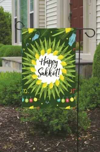 HAPPY SUKKOT Double Sided Garden Flag Jewish Holiday Feast of Tabernacles NEW