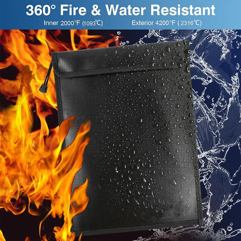 Fireproof Document Storage Bag Silicone Fiberglass Home Office Flame Retardant Money Passport Waterproof Travel Bags