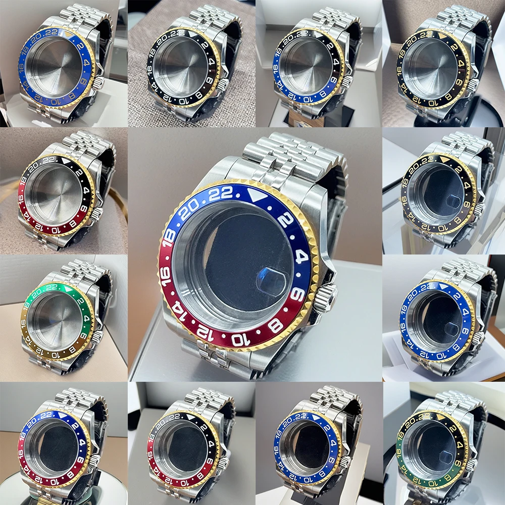 

SilverGold Watch Box SUB GMT Aluminum Bezel Sapphire 40mm Case 28.5mm Dial NH34 NH35 NH36 NH38 NH39 NH70 Movement