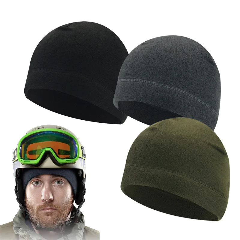 1 PC Warm Skull Cap Soft Fleece Beanie Hat Thick Windproof Watch Cap Skiing Outdoor Warm Colored for Men Women
