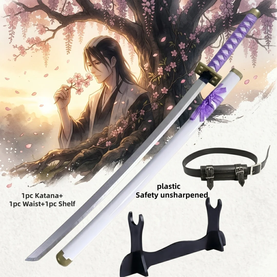40inch Bleach Kuchiki Byakuya Katana With Stand Set Anime Cosplay Prop Sword Blade Sabre Real Size 1:1 Scale Plastic Toy Gift