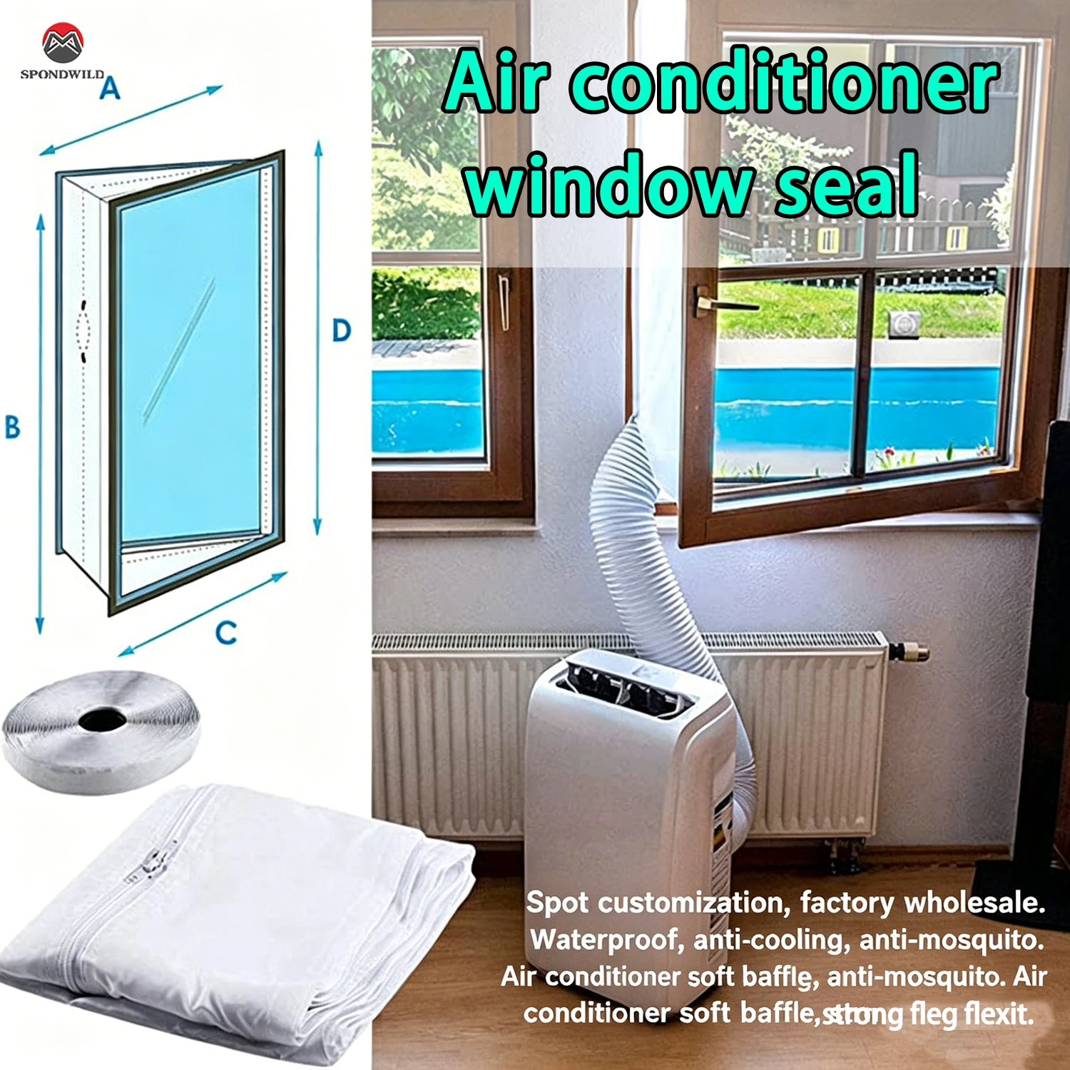 ¡Promoción! Sello de Ventana AirLock para Aire Acondicionado Portátil, Placa de Sellado de Tela Flexible de 400 cm con Cierre Adhesivo