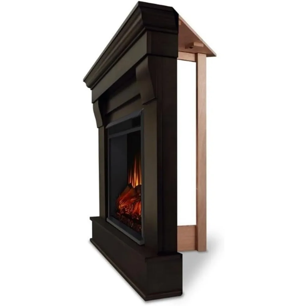 سخان مدفأة كهربائية معاصر من BOWERY HILL مع جهاز تحكم عن بعد، لهب Led قابل للتعديل 1500 وات في الجوز الداكن