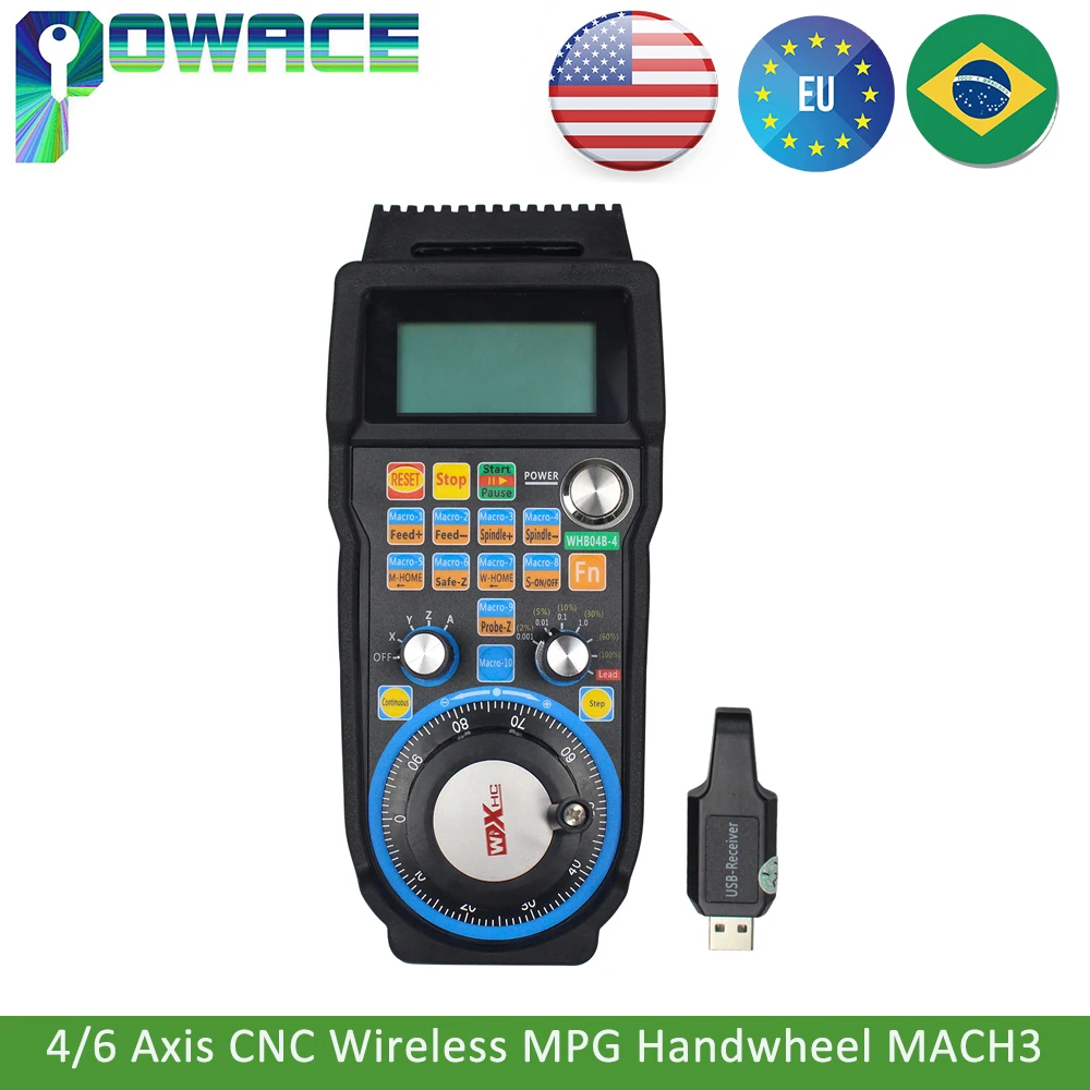 【BR】 XHC 4 / 6 Axis CNC Mach3 Wireless Handwheel WHB04B MPG Pendant Handwheel USB Receiver for CNC Milling Machine