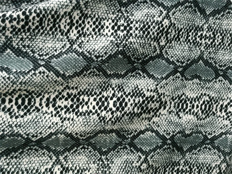Elastic Snakeskin Grain Brushed Knitted Printing Fabric High Quality Bar Stage Handmade DIY Sewing Designer Fabric By The Meter