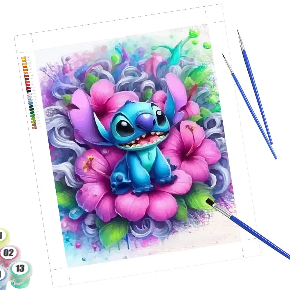 مجموعات الطلاء ديزني حسب أرقام غرزة فلورا التوضيح DIY لوحة زيتية رقمية الحيوان Artcraft Handpaint ديكور المنزل