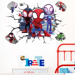 Cartoon Cute mini Spiderman Super Heroes Wall Stickers For Kids Room Decoration Home Bedroom PVC Decor Movie Mural Art Decals