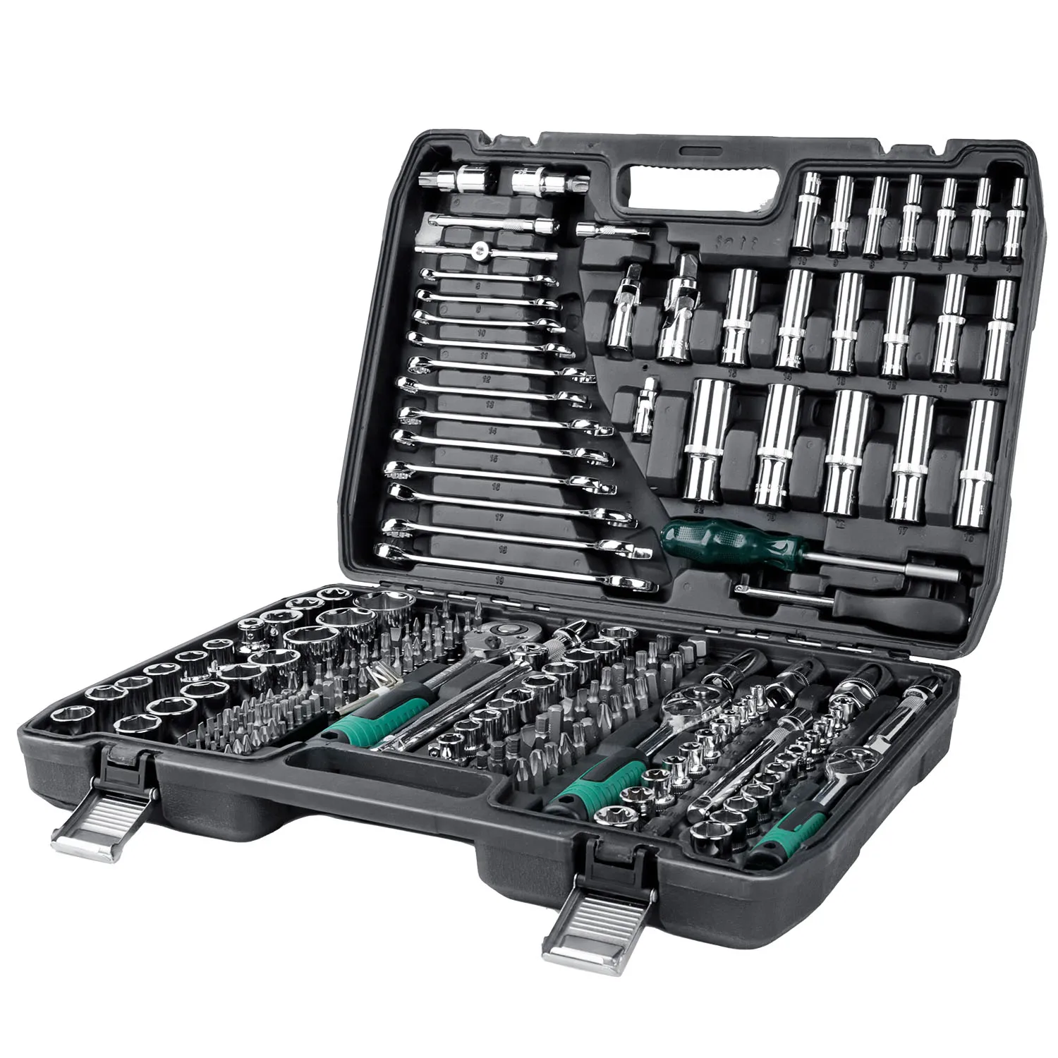 Professionele Autoreparatie Gereedschapset 216-delig Hoge Hardheid Chroom Vanadium Staal 24-Tands Ratel Steeksleutel Combinatie Set