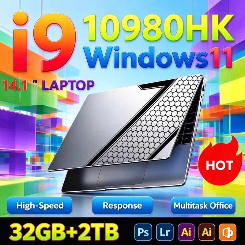 2026 Intel I9 10980HK Radiant 14.1 Inch Laptop 32GB RAM 2TB SSD Pro Gaming Notebook 1920x1080 Office High Performance