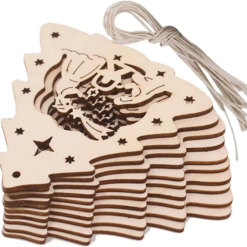 

Деревянные рождественские украшения Лось Снеговик Санта-украшения Декоративная подвеска для елки Праздничный декор