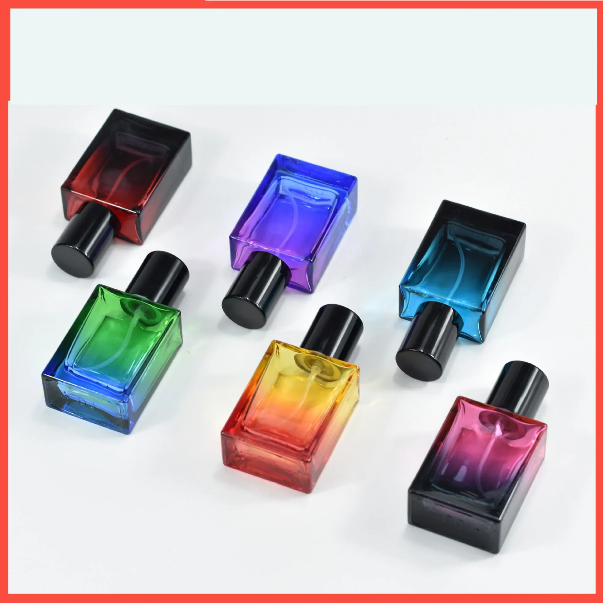 30ml Glass Gradient Perfume Bottle Refillable Empty Fine Mist Atomizer Spray Bottles Portable Square for Perfume