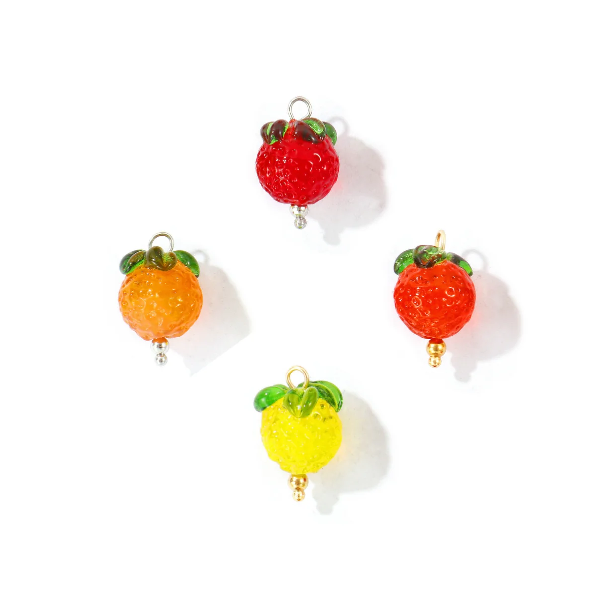 2pcs Multicolor 3D Fruit Ceramic Charms Strawberry Orange 304 Stainless Steel Pendants DIY Necklace Jewelry Wholesale 21x13mm
