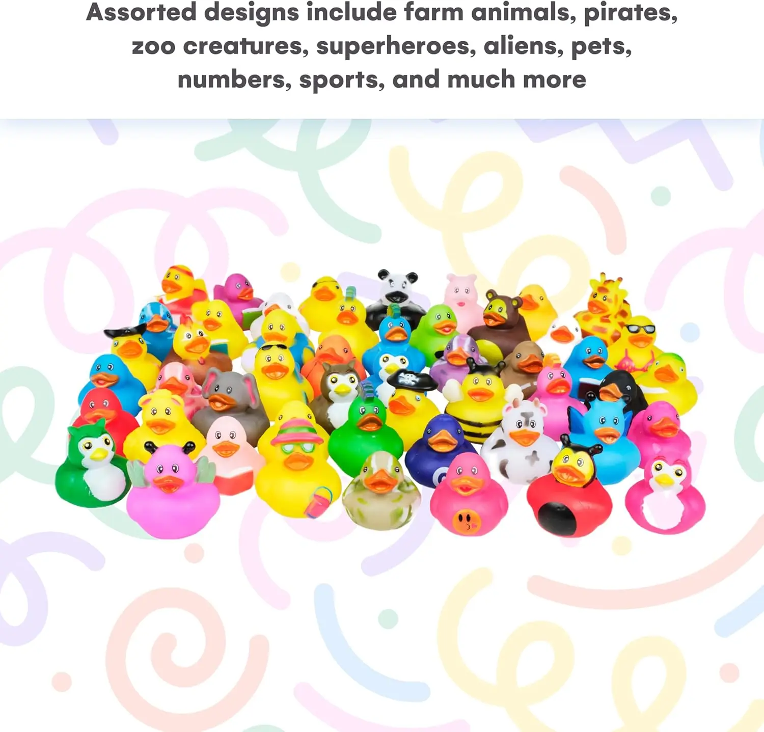 Assorted Rubber Ducks in Bulk - Ducking Jeeps for Kids - for Sensory Play, Therapheutic Stocking Stuffers, Classroom Prizes,Pina