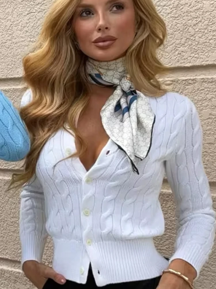 

Macheda Simple Crochet Elegant Jacket Woman Autumn Trend Single-Breasted Cardigan Full Sleeve Casual Solid Comfortable Clothing