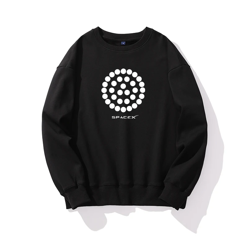 

Starship Launch Print Autumn and Winter Fashion Casual Loose Round Neck For Men Woman Sweatshirt Basic Solid Color High Quality