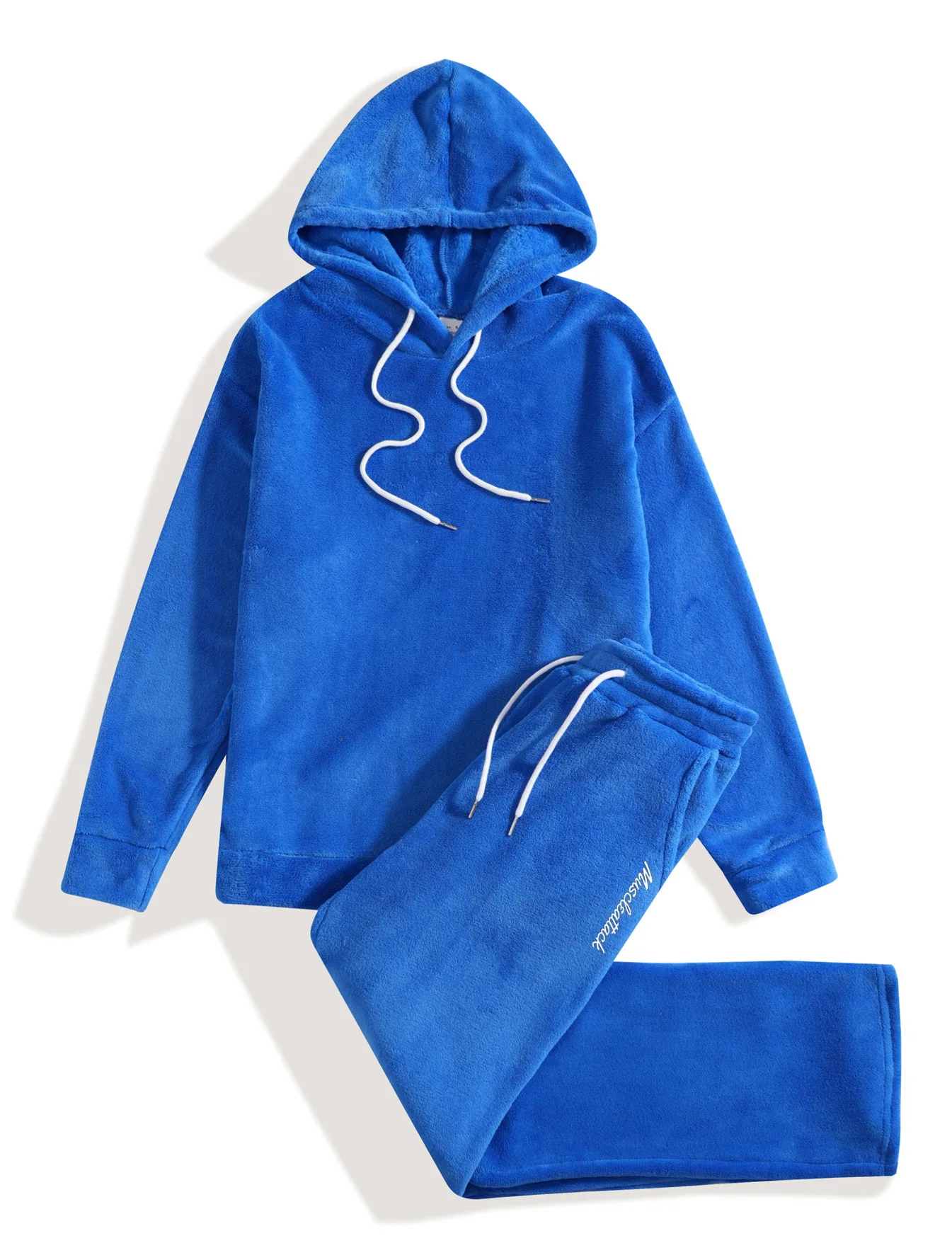 Herren Weiches Warmes Flanell Zweiteiler Set Übergroßer Kapuzenpullover mit Kordelzug Lose Hose Lässige Hauskleidung Herbst Winter Tägliche Kleidung – Detail 23