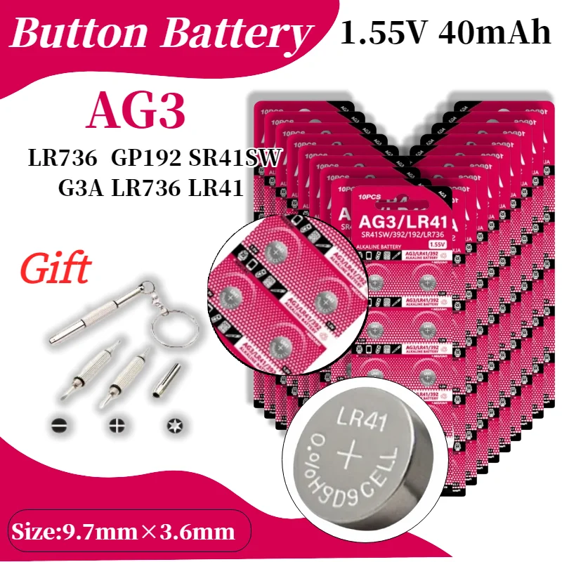 

High Capacity LR41 AG3 L736 392 384 192 1.5V Alkaline Button Cell Batteries for Medical Devices Glucose Meter Thermometer