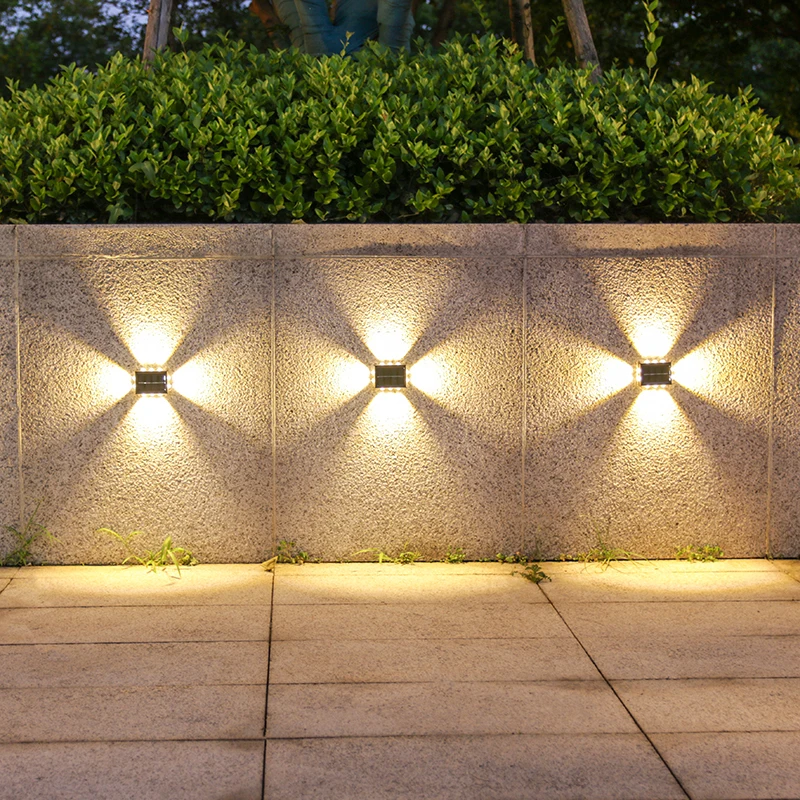 10LED Solar Lights Outdoor, Waterproof Wall Lamp,Four-leaf Clover Type Light Control Fence Light for Garden Street Balcony 2Pack