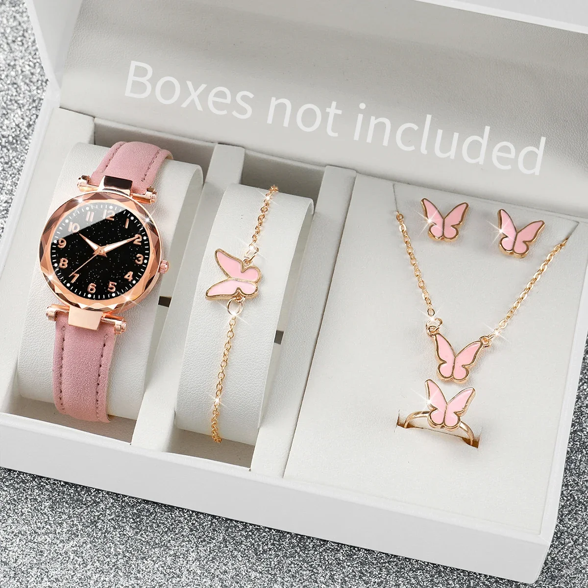 5/6PCS Fashion Women Watches Casual Leather Band Quartz Watch for Women Clock Jewelry Set Reloj Mujer（Without Box）