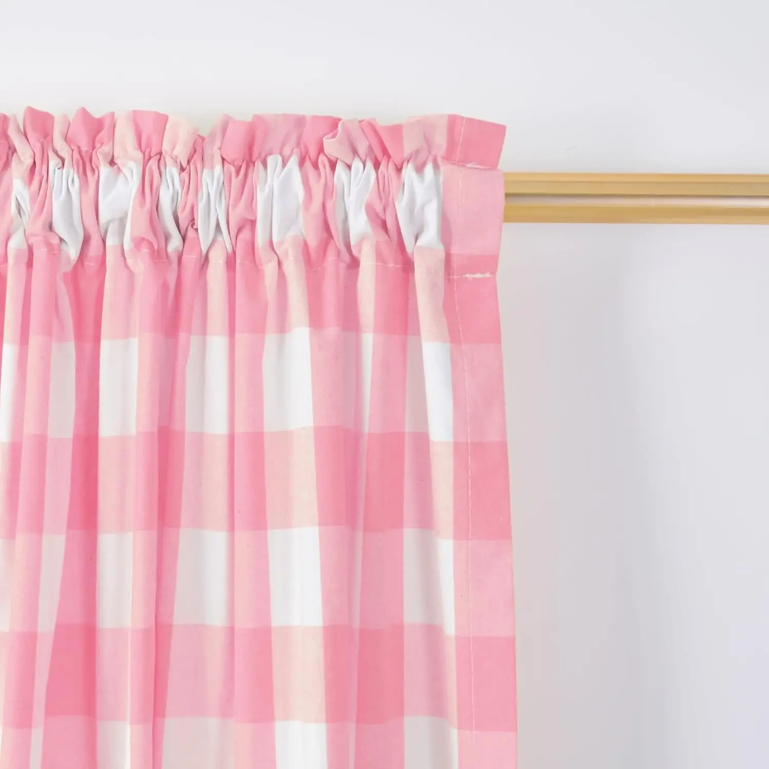 Pink Gingham Curtains Checkered Pattern for Bedroom Living Room Window Farmhouse Decor