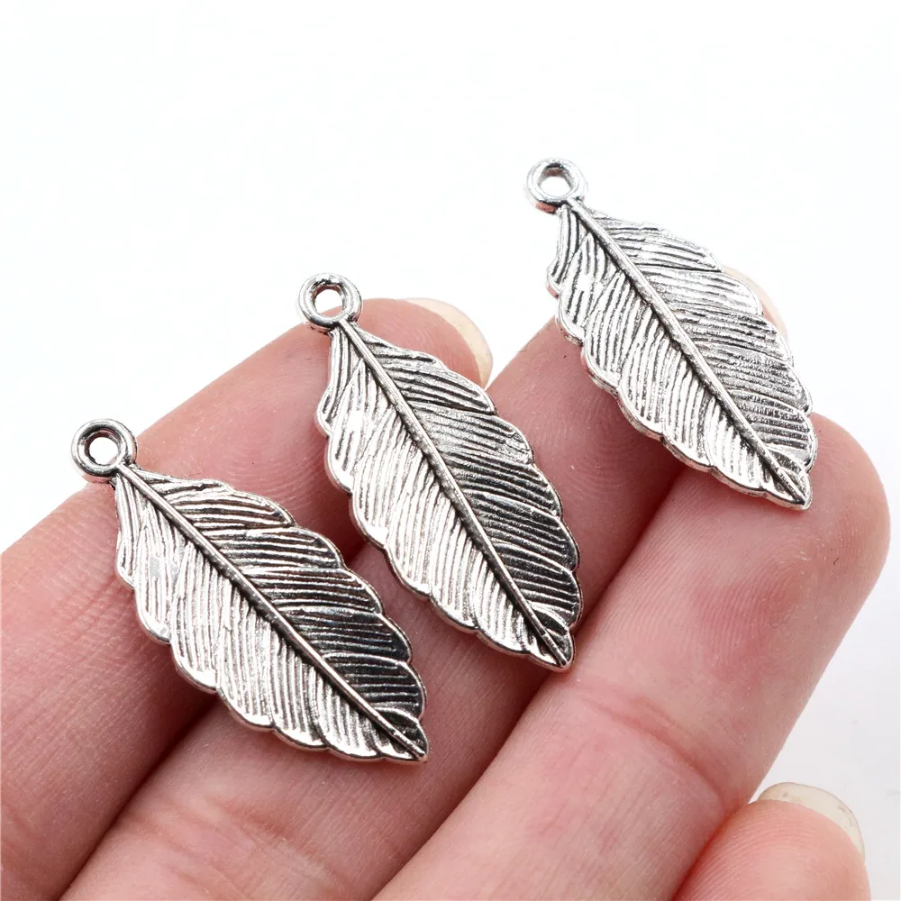 12pcs Charms leaf 31x12mm Antique Making pendant fit,Vintage Tibetan Silver Plated  Bronze,DIY bracelet necklace