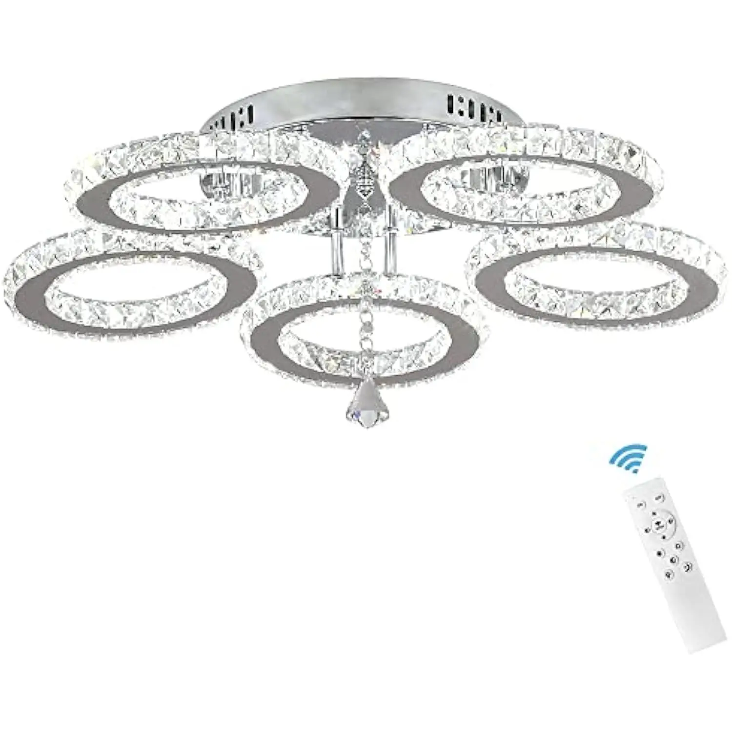 

Хрустальная люстра, современные светодиодные светильники с 5 кольцами, подвесной потолочный светильник из нержавеющей стали для скрытого монтажа, гостиной, спальни