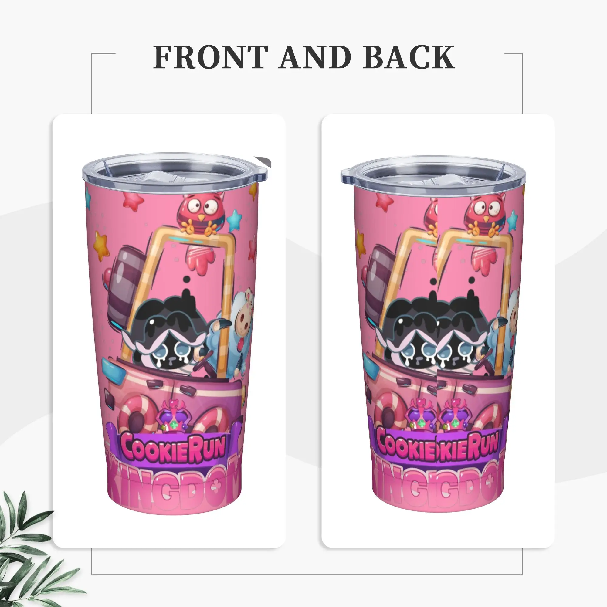 Car Squidink cookie Active Tumbler Vacuum Insulated Cookie Run Kingdom Coffee Cups with Lid Straw School Mug Water Bottle, 20oz