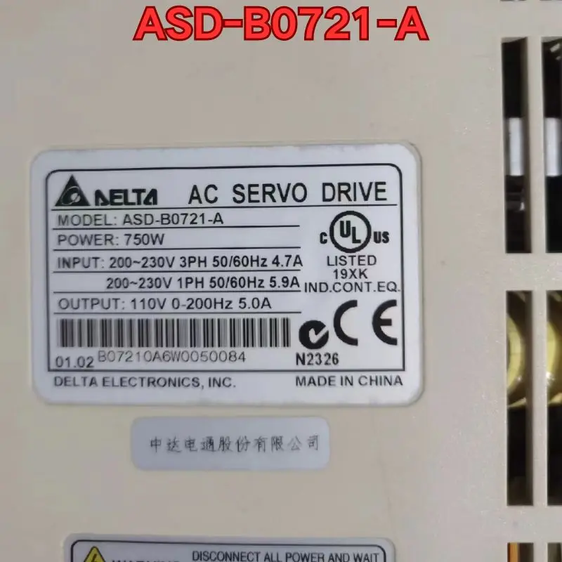 Imagem -06 - Servo Drive Segunda Mão Boas Condições de Trabalho Asd-b0721-a