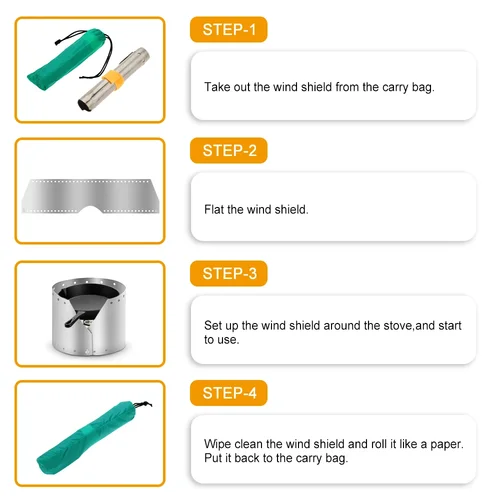 Imagen 2 del producto Protector de Viento para Estufa de Camping, Ultraligero, Ultrafino, de Titanio, Altura 15cm 19cm, Placa Cortavientos para Exteriores, Protector de Viento para Alcohol