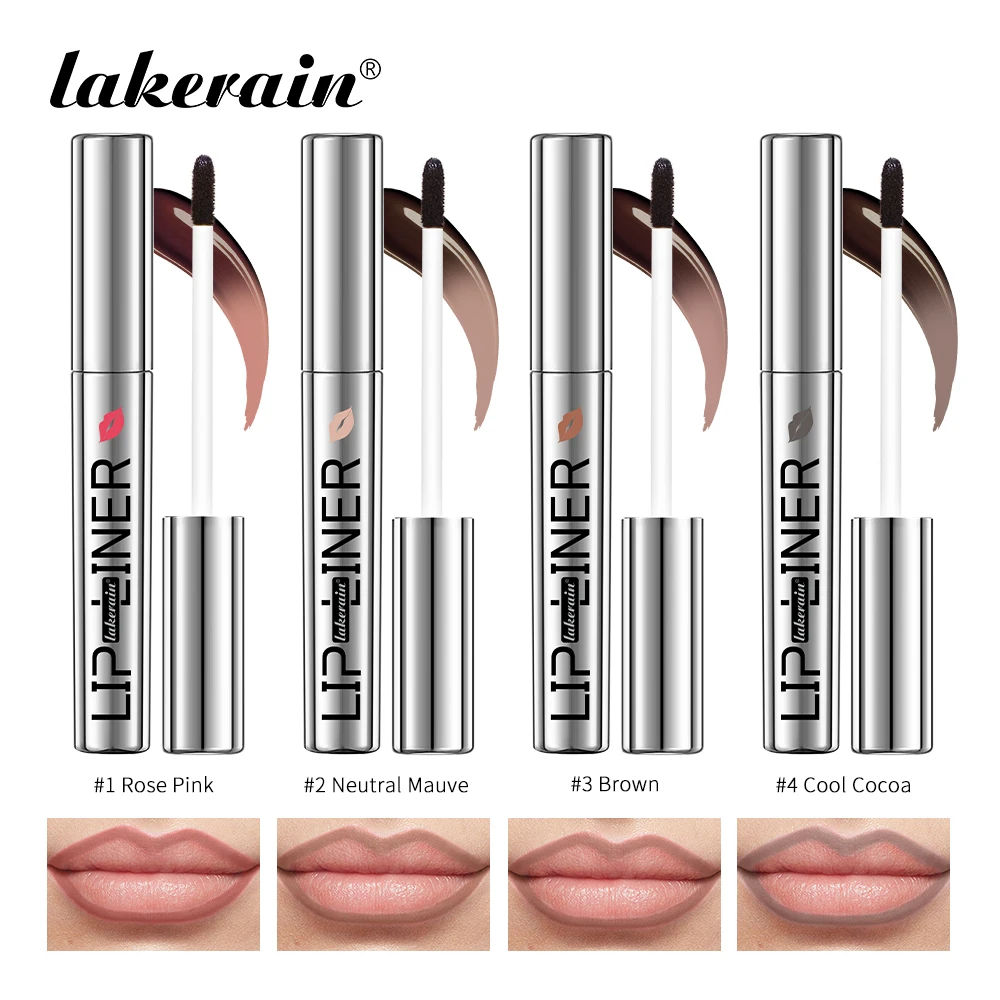 قلم تحديد الشفاه 4 ألوان من Lakerain يظهر لونًا مقاومًا للماء ومقاوم للعرق وسهل التلوين قلم تحديد الشفاه غير اللامع #1