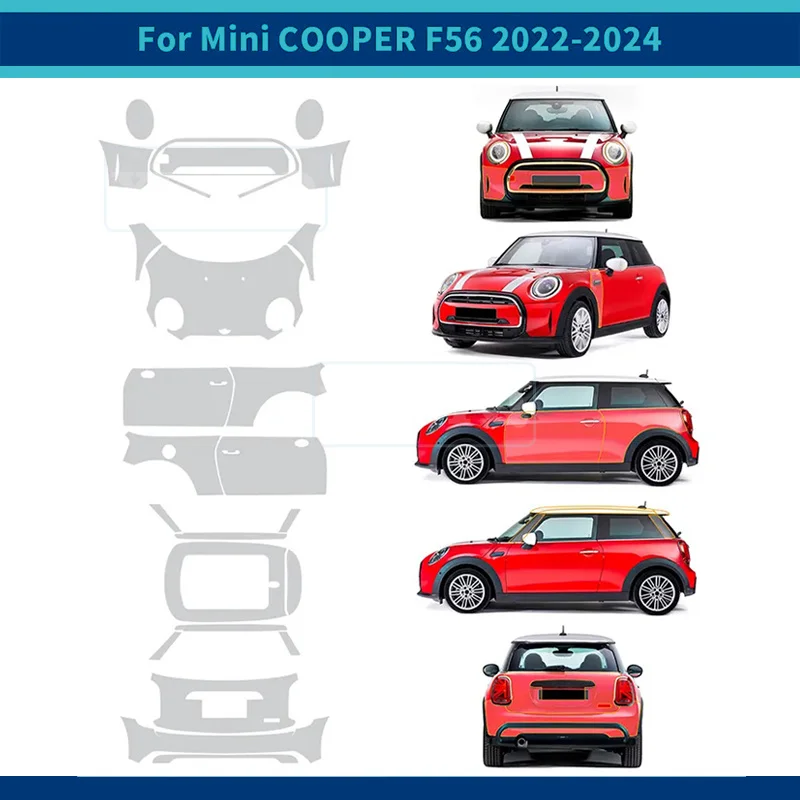 

Paint Protection Film for Mini F56 Cooper S 2-doors 2022 2023 2024 Clear Kit 8.5mil Body Sticker Pre Cut PPF TPU Pre Cut