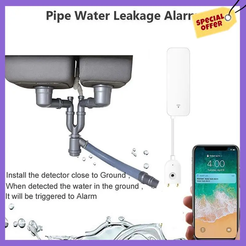 

-A96Z Tuya Zigbee Умный датчик утечки воды Детектор уровня перелива воды Система охранной сигнализации Датчик утечки воды