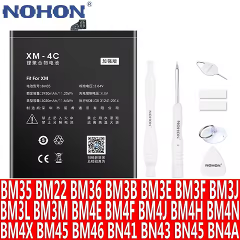 NOHON Battery For Xiaomi Mi 8 Pro Lite 9 SE 10 11 4C 5 5S A3 POCO F1 Redmi Note 8 Pro 7 5 4 3 2 4X BM35 BM3E BM3L BM22 BM36 BM4F