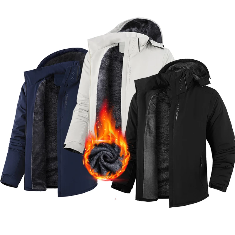 

Winter Ski Jacket Men Windproof Snow Fleece Cotton Jacket Thermal Coat For Outdoor Mountain Skiing Snowboard Jacket Plus Size