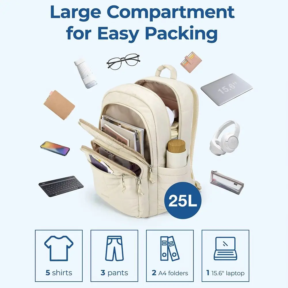 حقيبة ظهر إبداعية للسفر مبطنة منقوشة مقاومة للماء حقيبة ظهر للطلاب الجامعيين عصرية بلون سادة حقائب مدرسية للطلاب للسفر