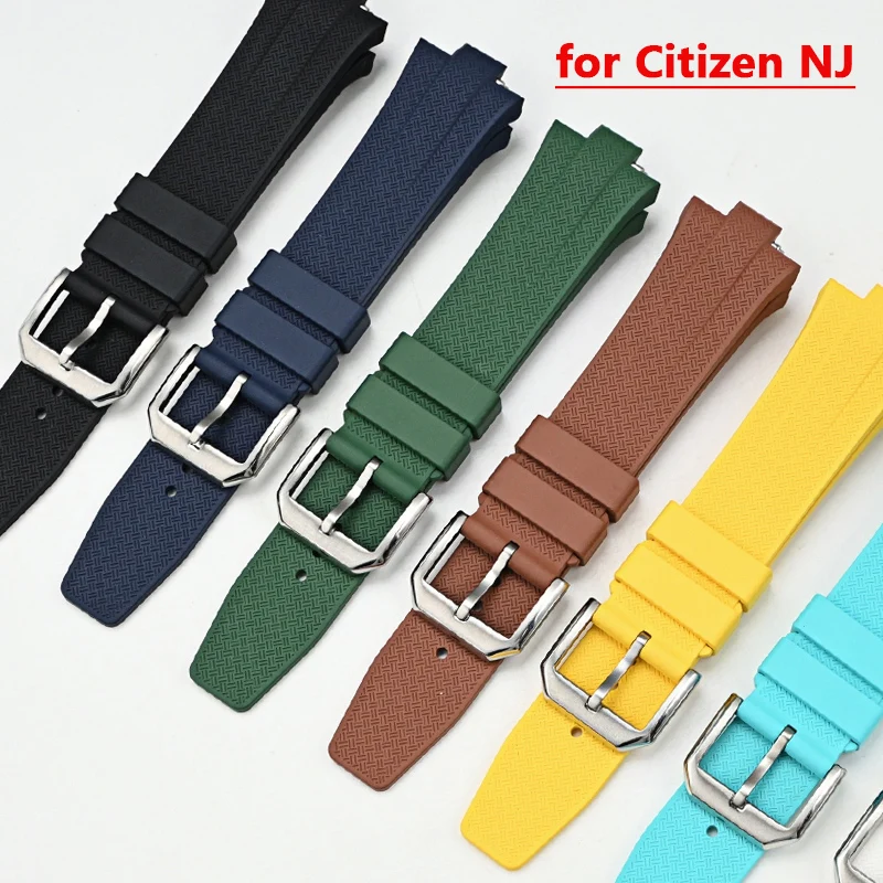 Fluoro Rubber Strap for Citizen NJ0150 NJ0151 ME Color Series Men Replace FKM Convex Quick Release Sport Watch Band Bracelet 9mm