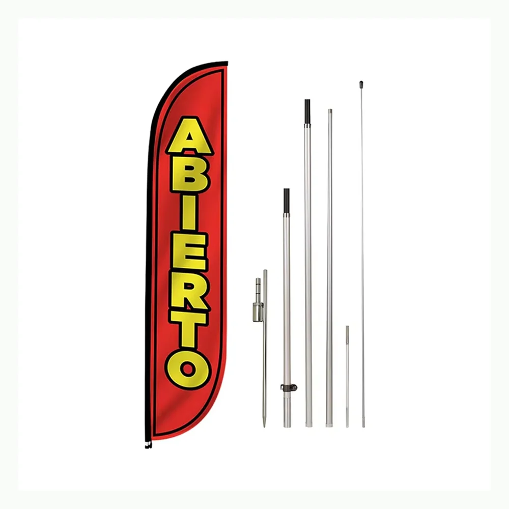 Hot Sell Add Flagpole Kits With Ground Piles For Outdoor Display Promotional Ads Feather Flags Are Also  Support Customization