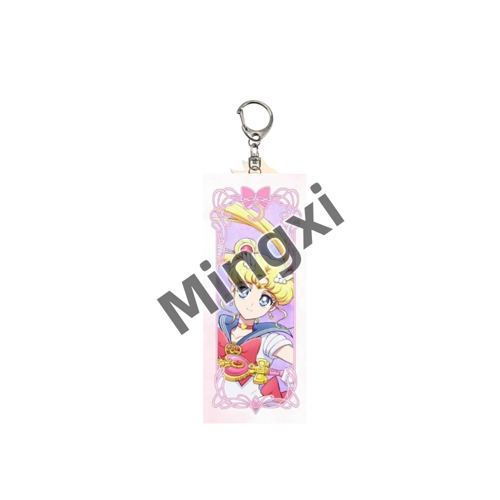 New 6cm Anime S-sailor M-Moon Acrylic Stand Model Cosplay Characters Ornament Accessories Goods Collection Gifts 6pcs kechain