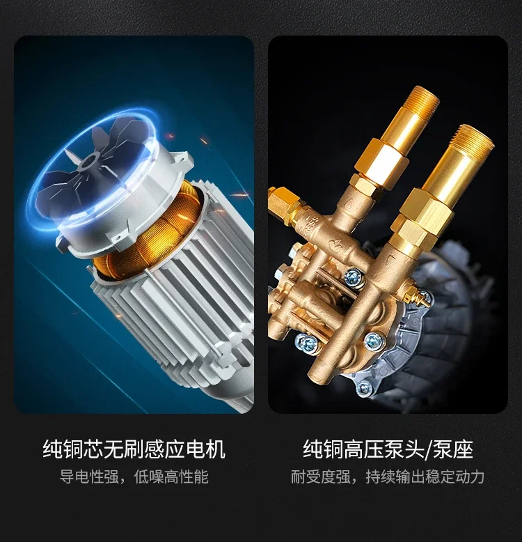 High power household car washing machine 220V commercial high pressure cleaning bot manipulation car water pump foam set