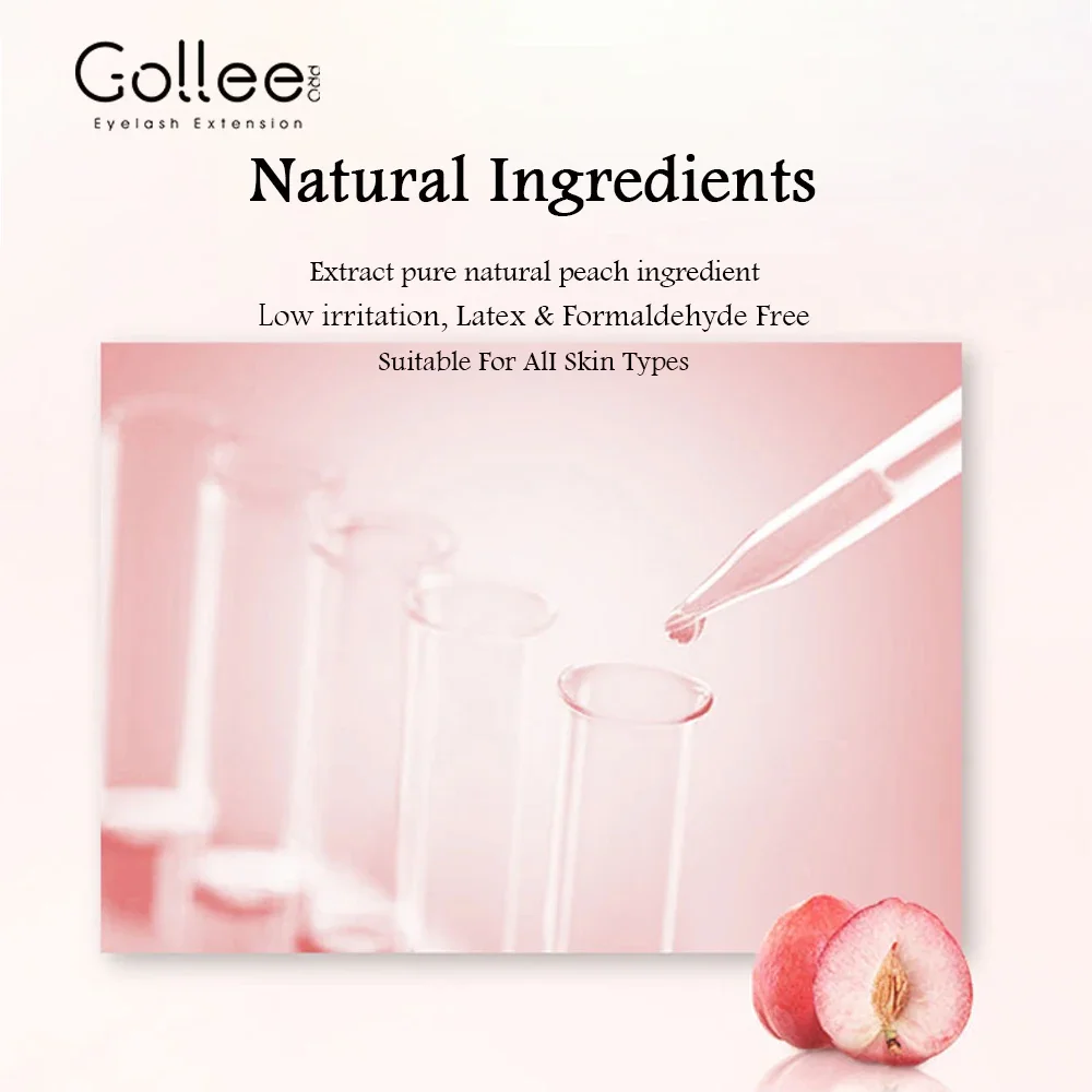 GOLLEE-Crème arina à odeur de pêche, 15g, sans stimulation, démaqucorporelle rapide, pour greffe de cils