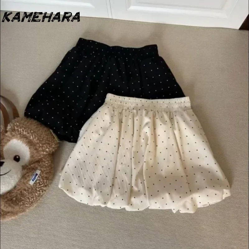 

KAMEHARA Y2k Aesthetic Vintage Short for Women Fashion Sexy Streetwear Skirt Dot Folds High Waist Sweet Mini Spring Summer Skirt
