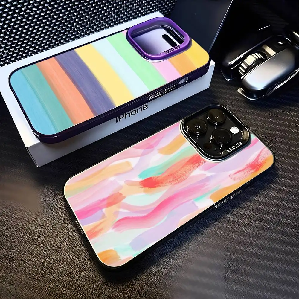 

Rainbow stripes Phone Case For iPhone17,16,15,14,13,12,11 Plus,Pro Max Purple Matte Shockproof Cover