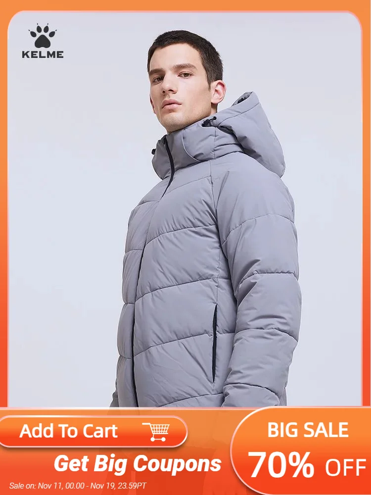 

KELME Спортивная Хлопковая мужская зимняя тренировочная куртка средней длины Толстая теплая футбольная подкладка пальто 8161MF1001