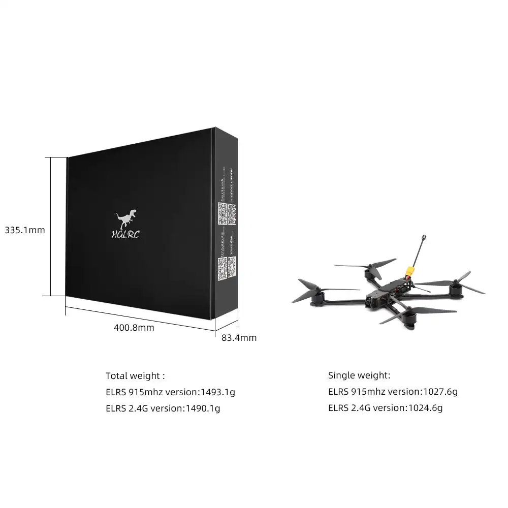 

HGLRC MY10 FPV Дрон Аналоговый квадрокоптер дальнего действия - F405 60A 5,8G 2,5 Вт VTX 3215 900KV 6S LiPo