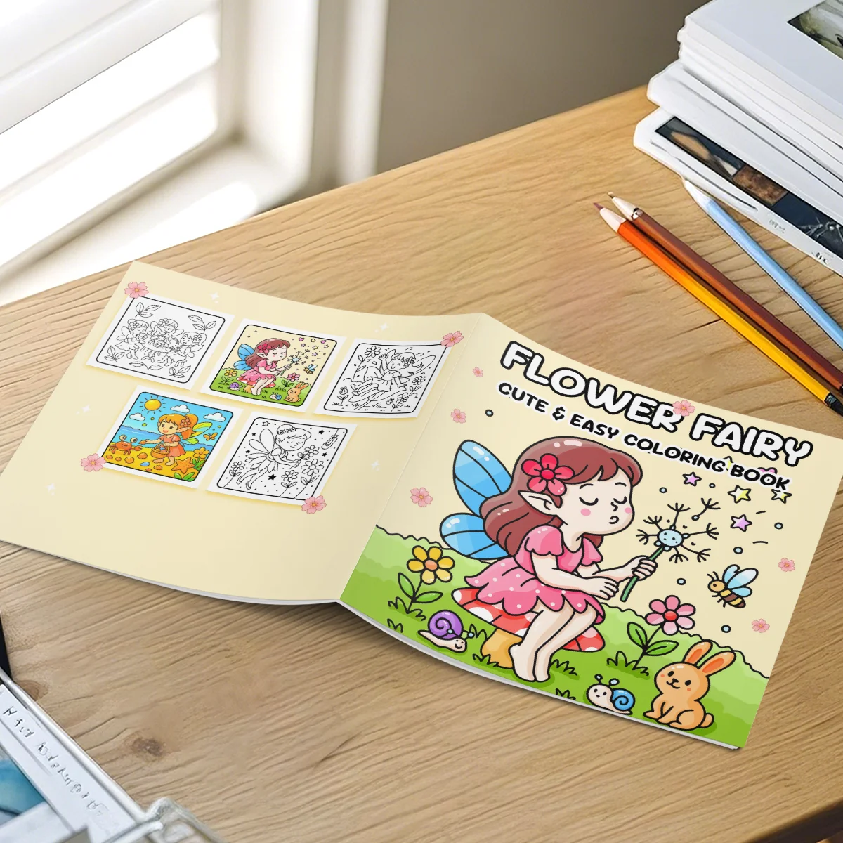 FLOWER FAIRY Cute & easy Patterns Coloring Book for Adults Children Cute Drawing Book Perfect Gift for Party and Birthday