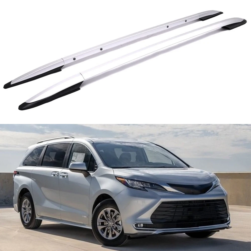 2Pcs Side Rail Bar Roof Rail Racks Fits for 2021-2024 Toyota Sienna XL40 Silver