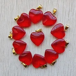 Wholesale 50pcs/lot Fashion red glass love heart pendants charms for diy jewelry Accessories making fast shipping