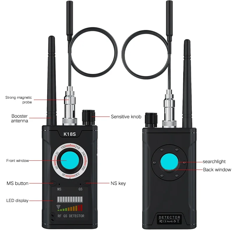 

K18s Multi-Function Security Device: GPS Tracker & RF Signal Detector for Hidden Camera/Bug, Anti-Spy Personal Alarm for Home