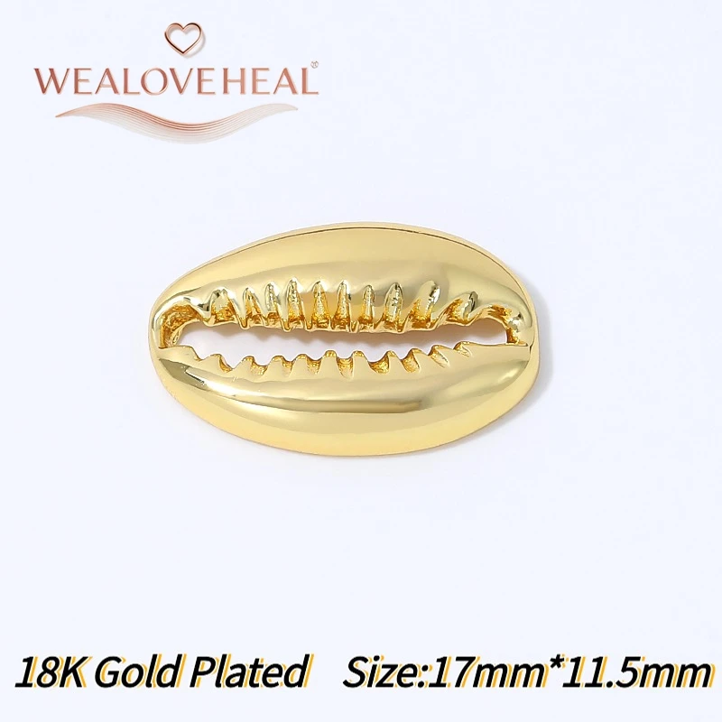 Glatte 18K vergoldete Messing-Kaurimuschel-Abstandsperlen, hochwertige Strand-Charms für DIY-Armbänder, Halsketten und Schmuckherstellung – Detail 22